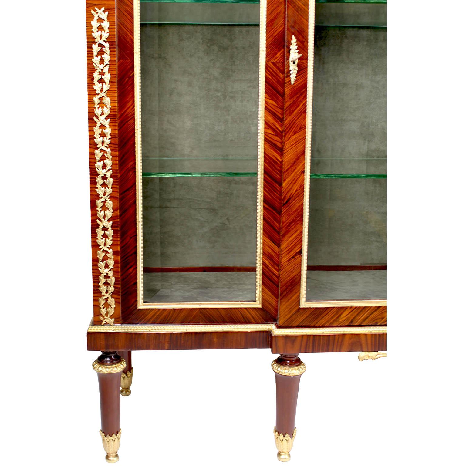 Louis XVI Style Gilt Bronze & Metal Mounted Rosewood Cabinet Vitrine P.E. Guerin For Sale 8
