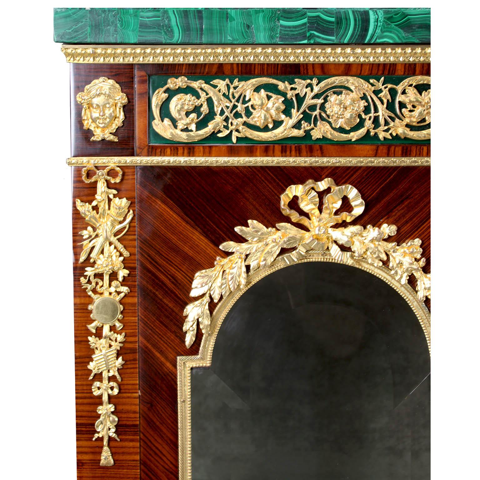 Beveled Louis XVI Style Gilt Bronze & Metal Mounted Rosewood Cabinet Vitrine P.E. Guerin For Sale