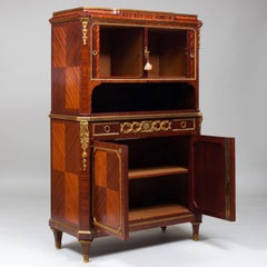 Louis XVI Style Gilt Bronze Mounted and Mahogany Marquetry Cabinet