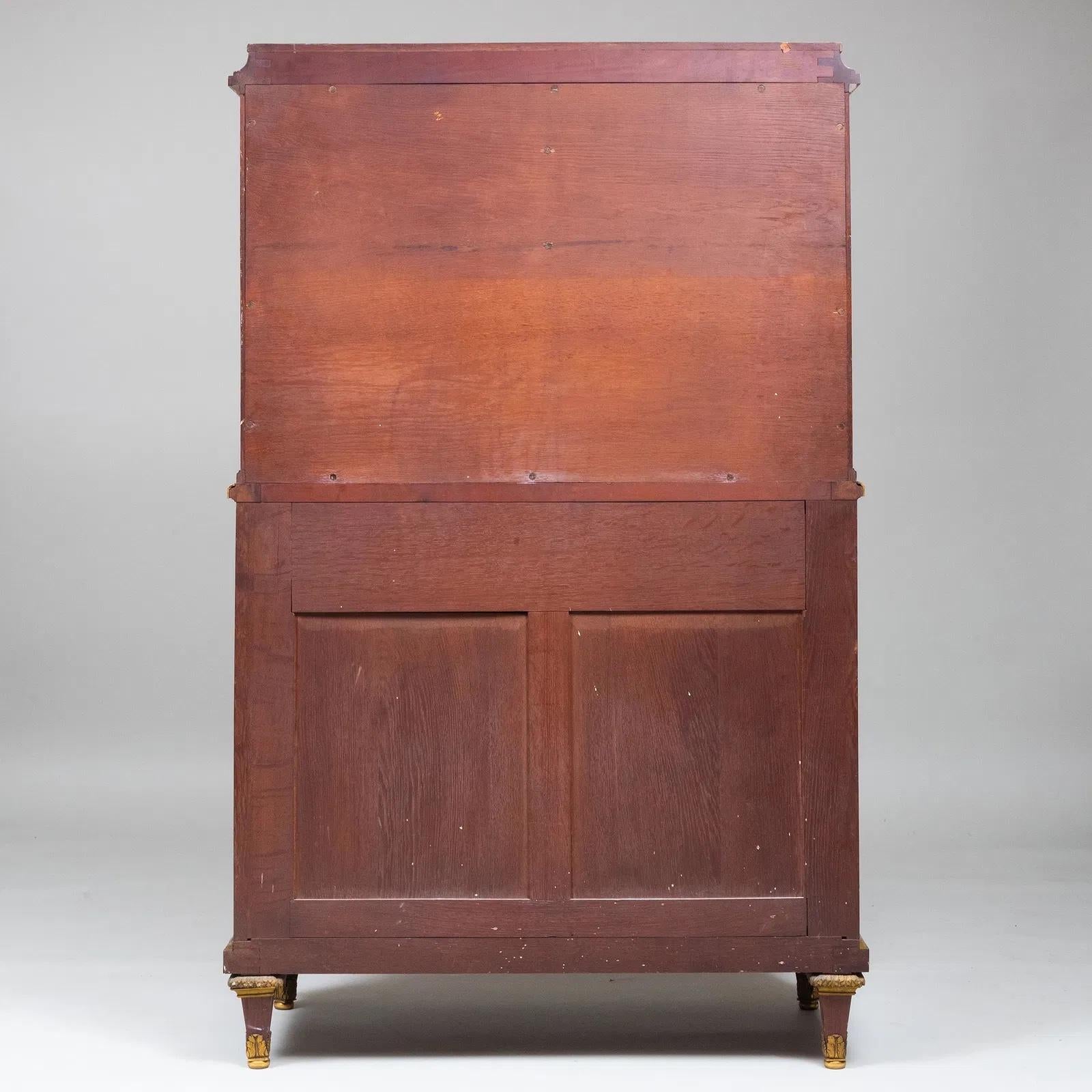 Late 19th Century Louis XVI Style Gilt Bronze Mounted and Mahogany Marquetry Cabinet For Sale