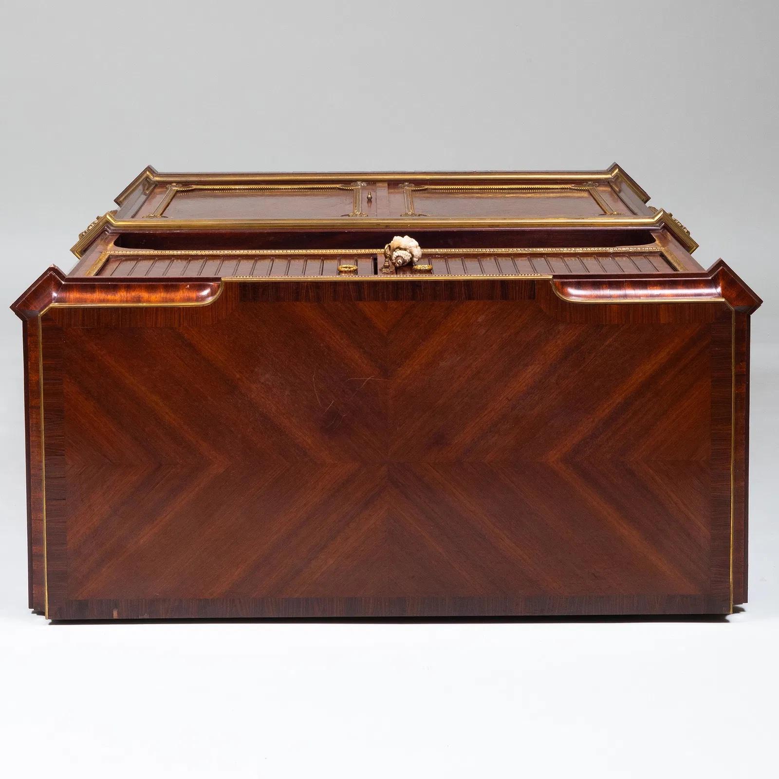 Louis XVI Style Gilt Bronze Mounted and Mahogany Marquetry Cabinet For Sale 2