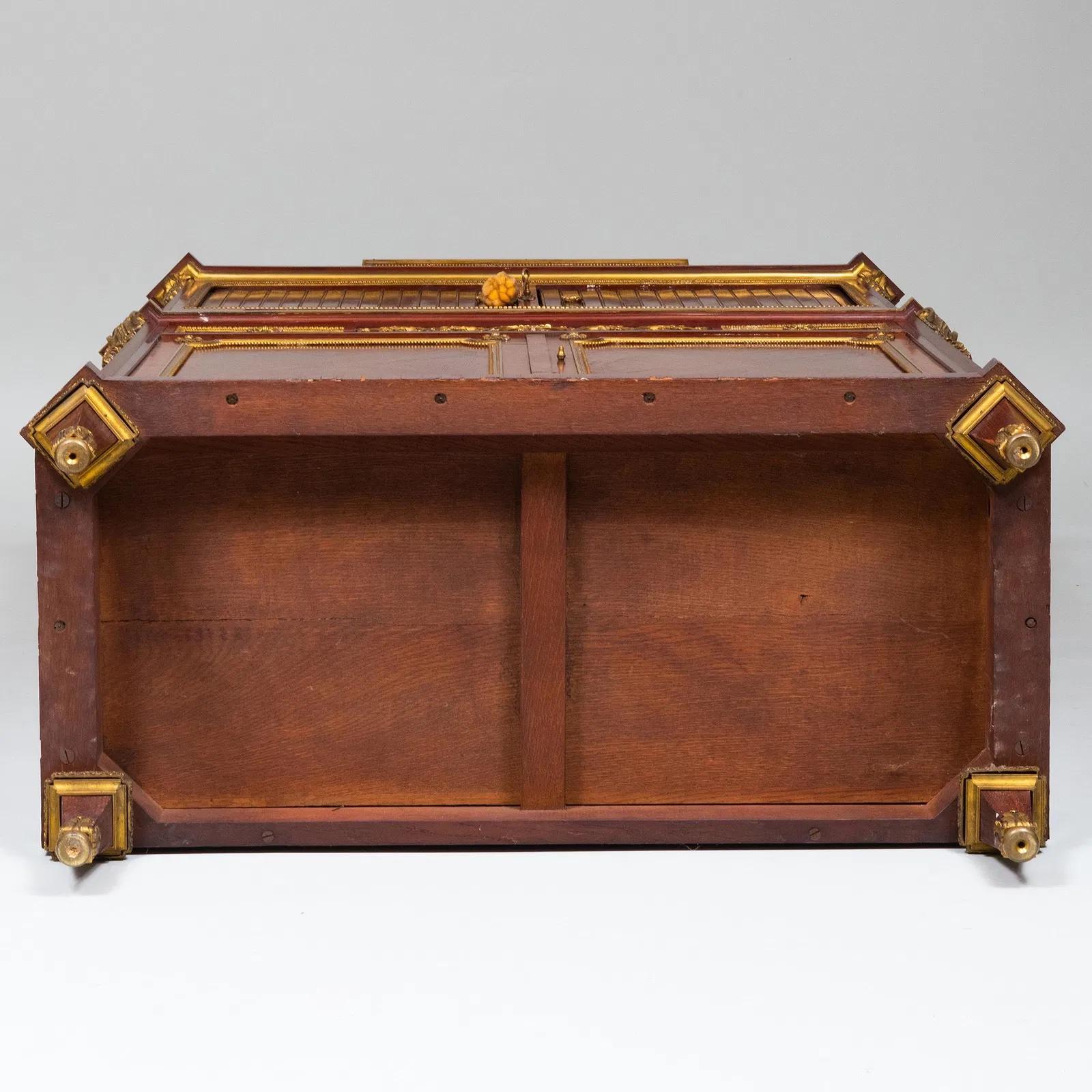 Louis XVI Style Gilt Bronze Mounted and Mahogany Marquetry Cabinet For Sale 3