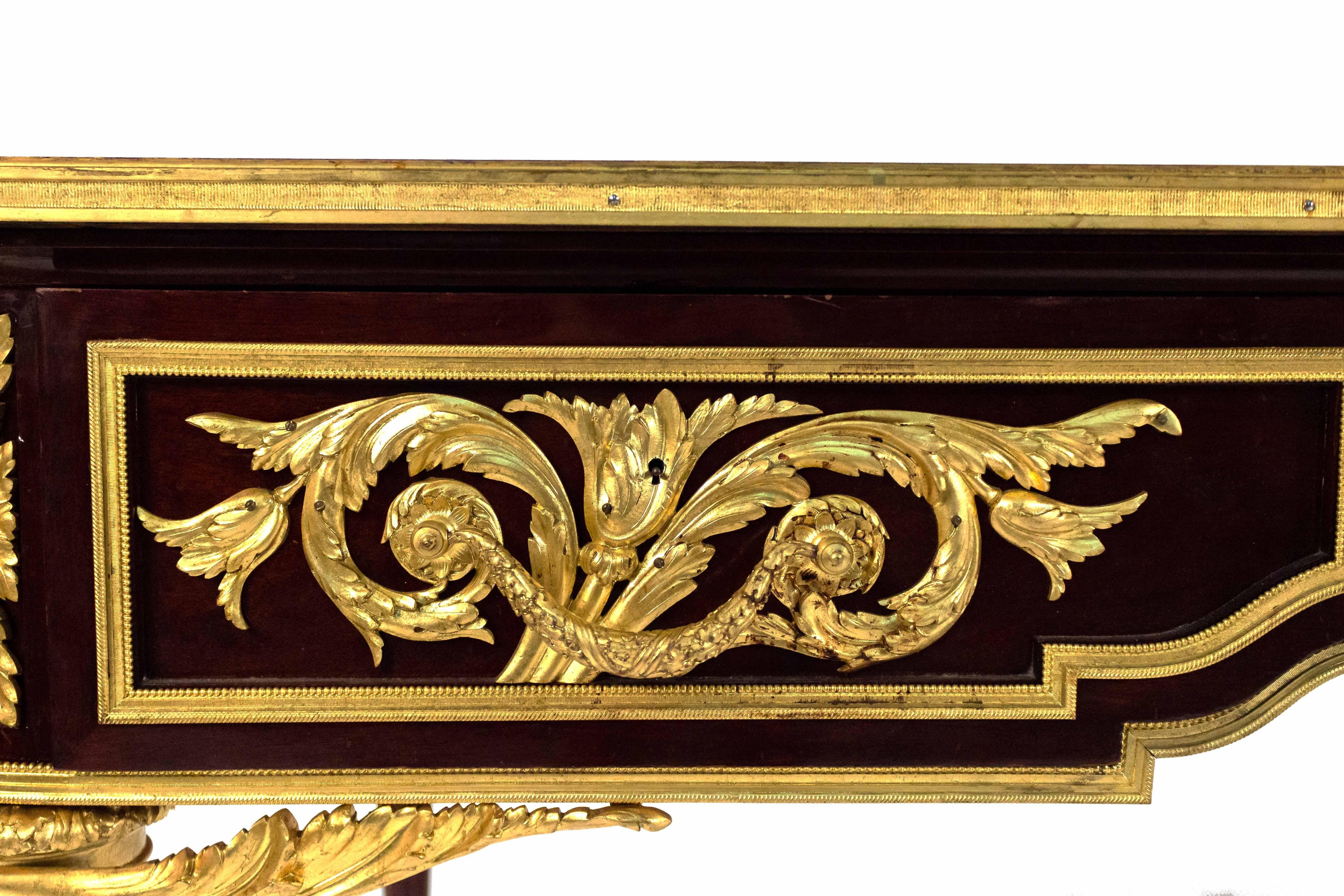 19th Century Louis XVI Style Gilt Bronze Mounted Bureau Plat Desk For Sale