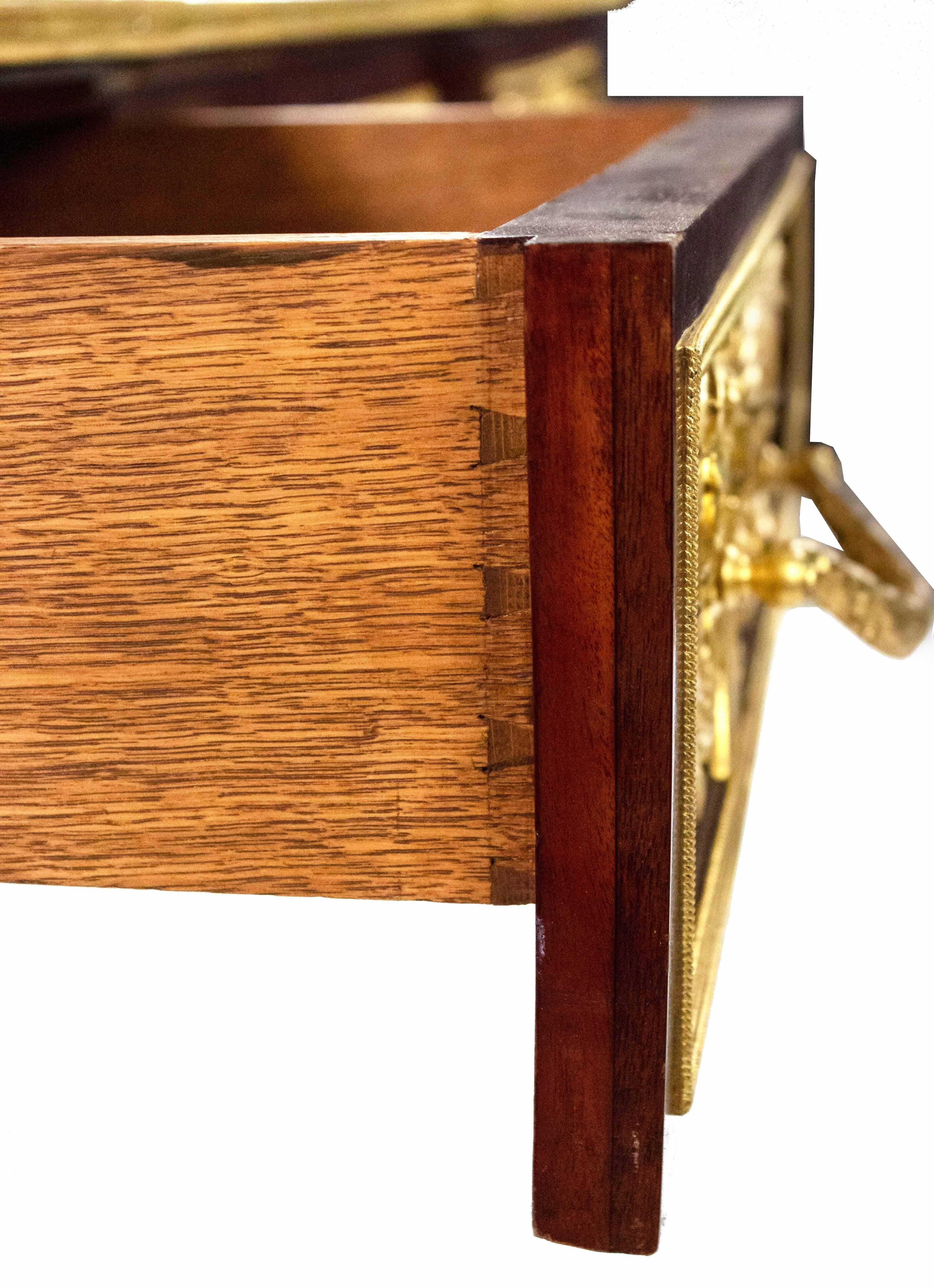Wood Louis XVI Style Gilt Bronze Mounted Bureau Plat Desk For Sale
