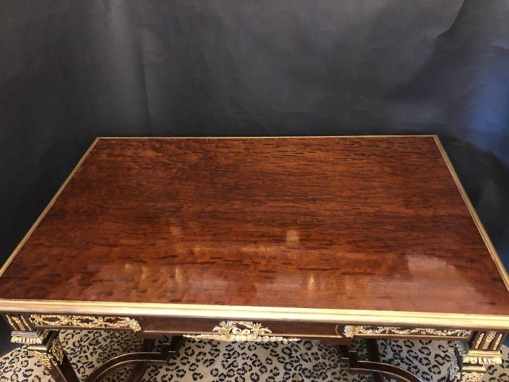 Louis XVI Style Gilt Bronze Mounted Center Table by Paul Sormani For Sale 1