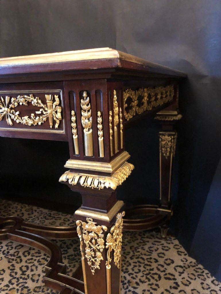 Louis XVI Style Gilt Bronze Mounted Center Table by Paul Sormani For Sale 2