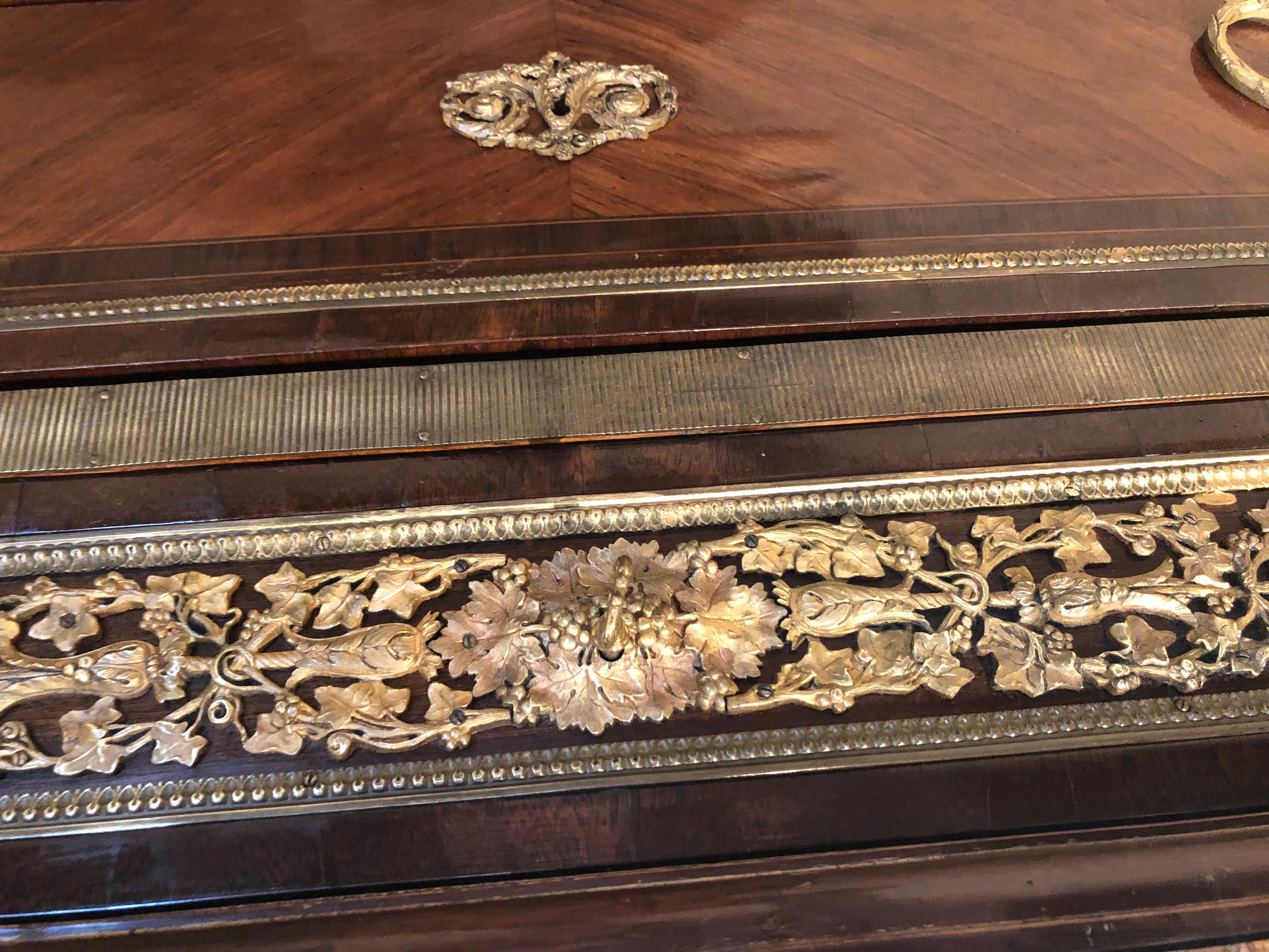 Louis XVI Style Gilt Bronze Mounted Commode 19th Century Marble Top In Good Condition For Sale In Houston, TX