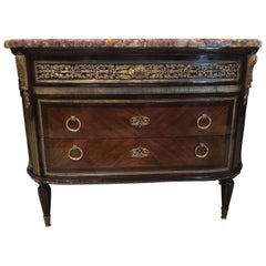 Louis XVI Style Gilt Bronze Mounted Commode 19th Century Marble Top