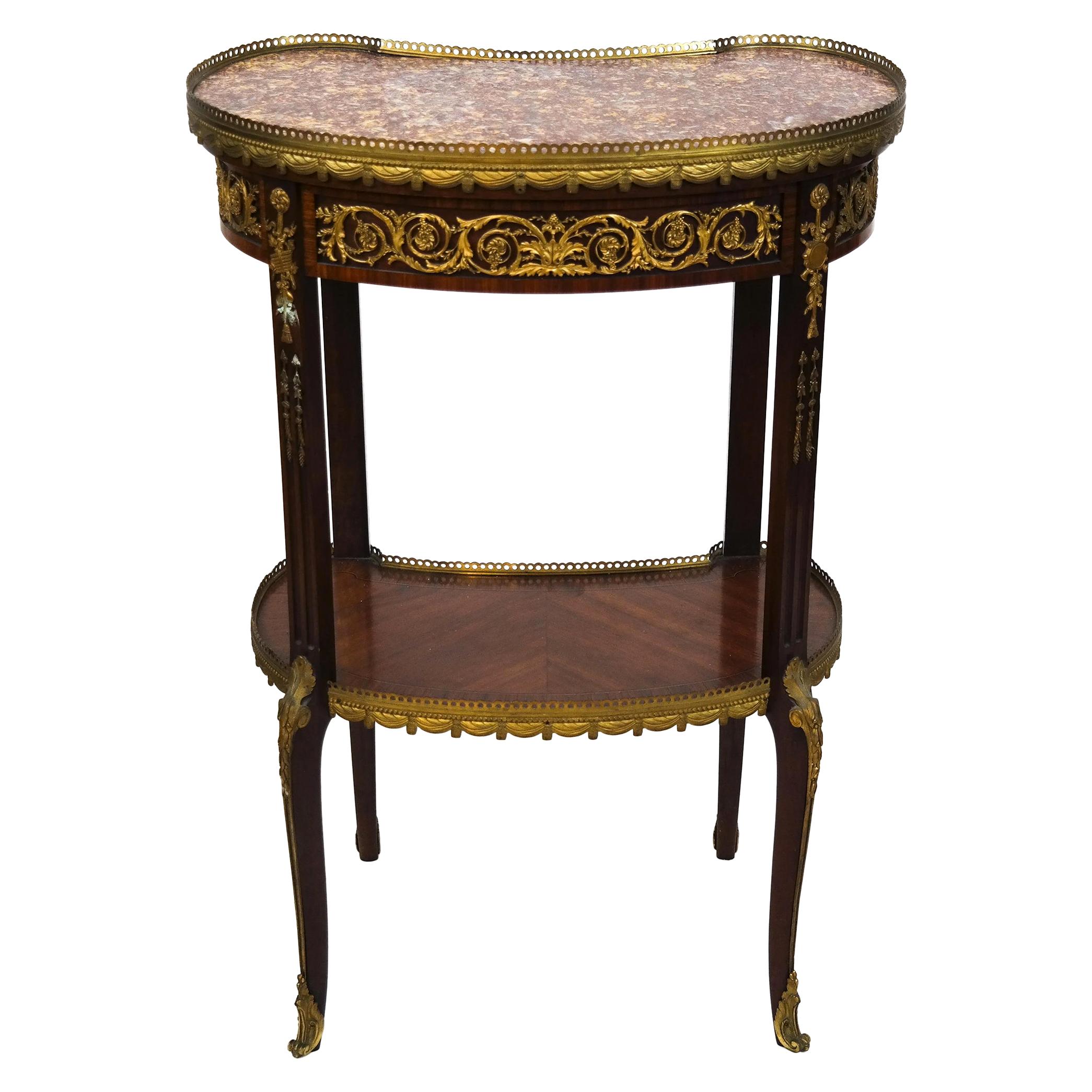 Louis XVI Style Gilt-Bronze Mounted Kidney-Shaped Side Table