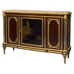  Louis XVI Style Gilt-Bronze Mounted Mahogany And Lacquer Commode à Vantaux