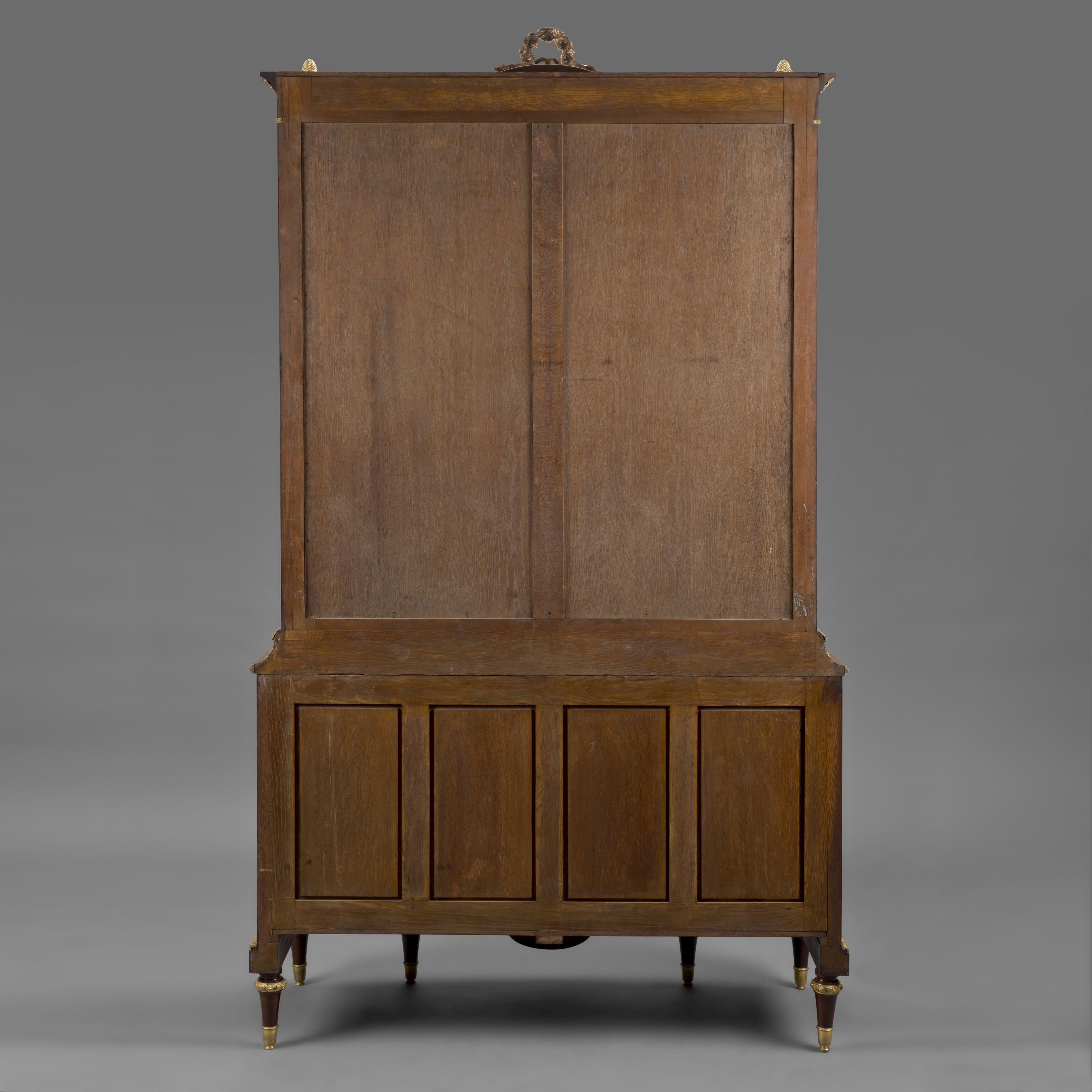 19th Century Louis XVI Style Gilt-Bronze Mounted Mahogany Display Cabinet For Sale