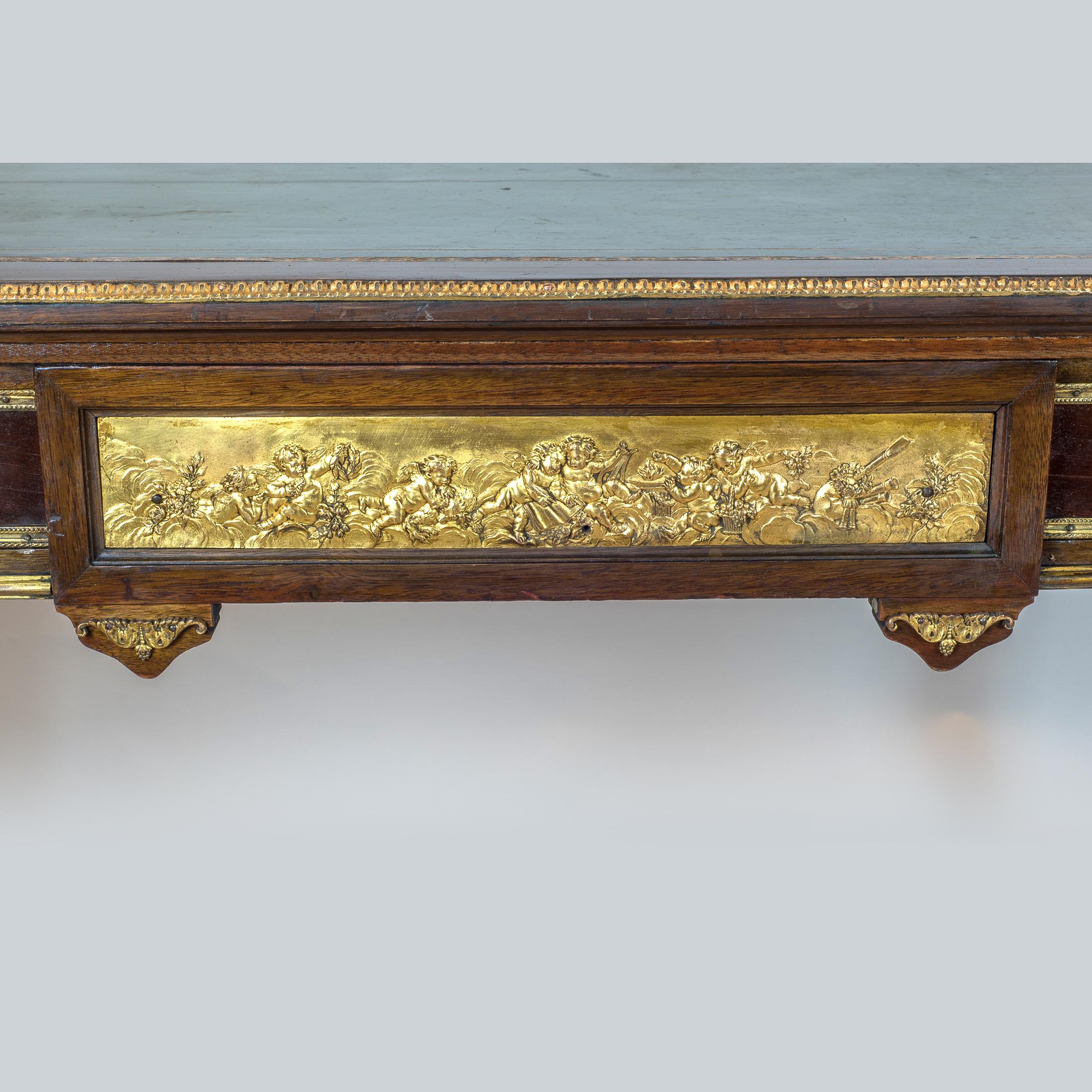 Louis XVI Style Gilt-Bronze Mounted Mahogany Writing Table For Sale 1