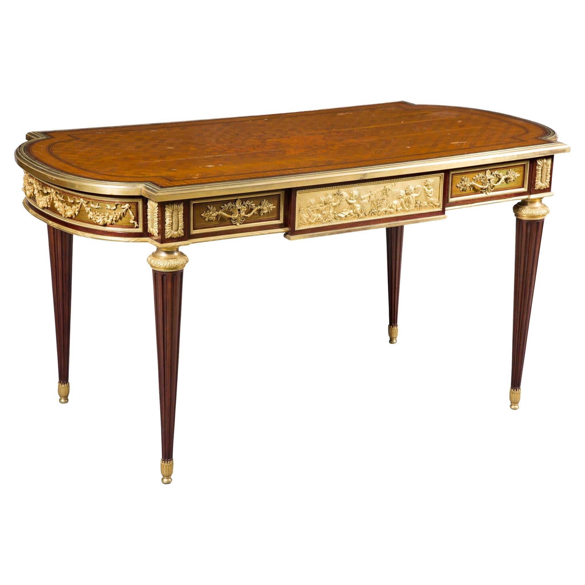 Louis XVI Style Gilt-Bronze Mounted Marquetry and Parquetry by Henry Dasson For Sale
