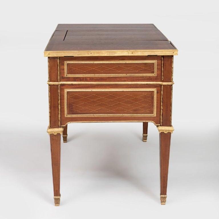 20th Century French Design, Louis XVI, Small Desk, Vanity, Brown Parquetry, Marquetry, 1900s For Sale