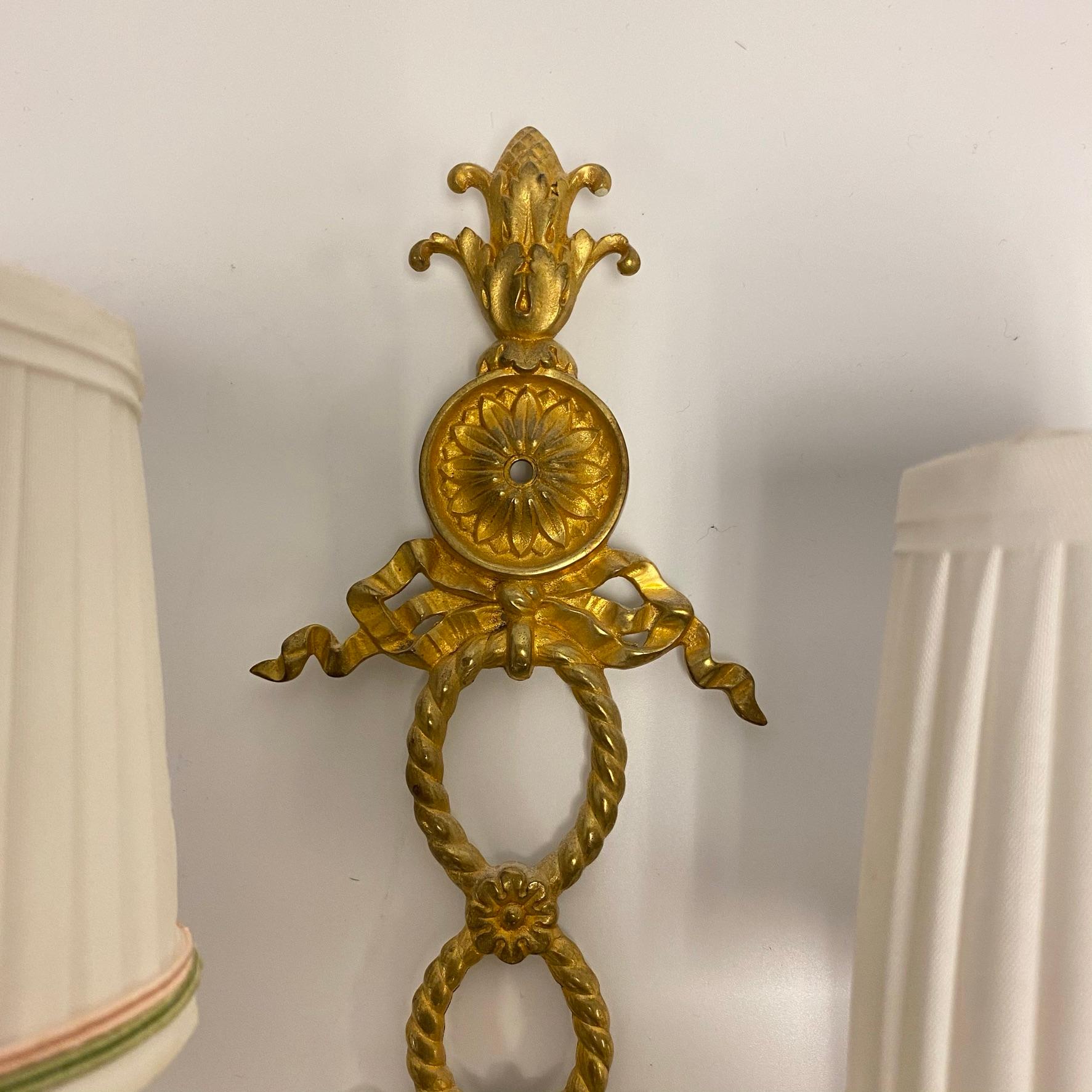 Louis XVI Style Gilt Bronze Sconces with Neoclassical Jasperware Plaques For Sale 9