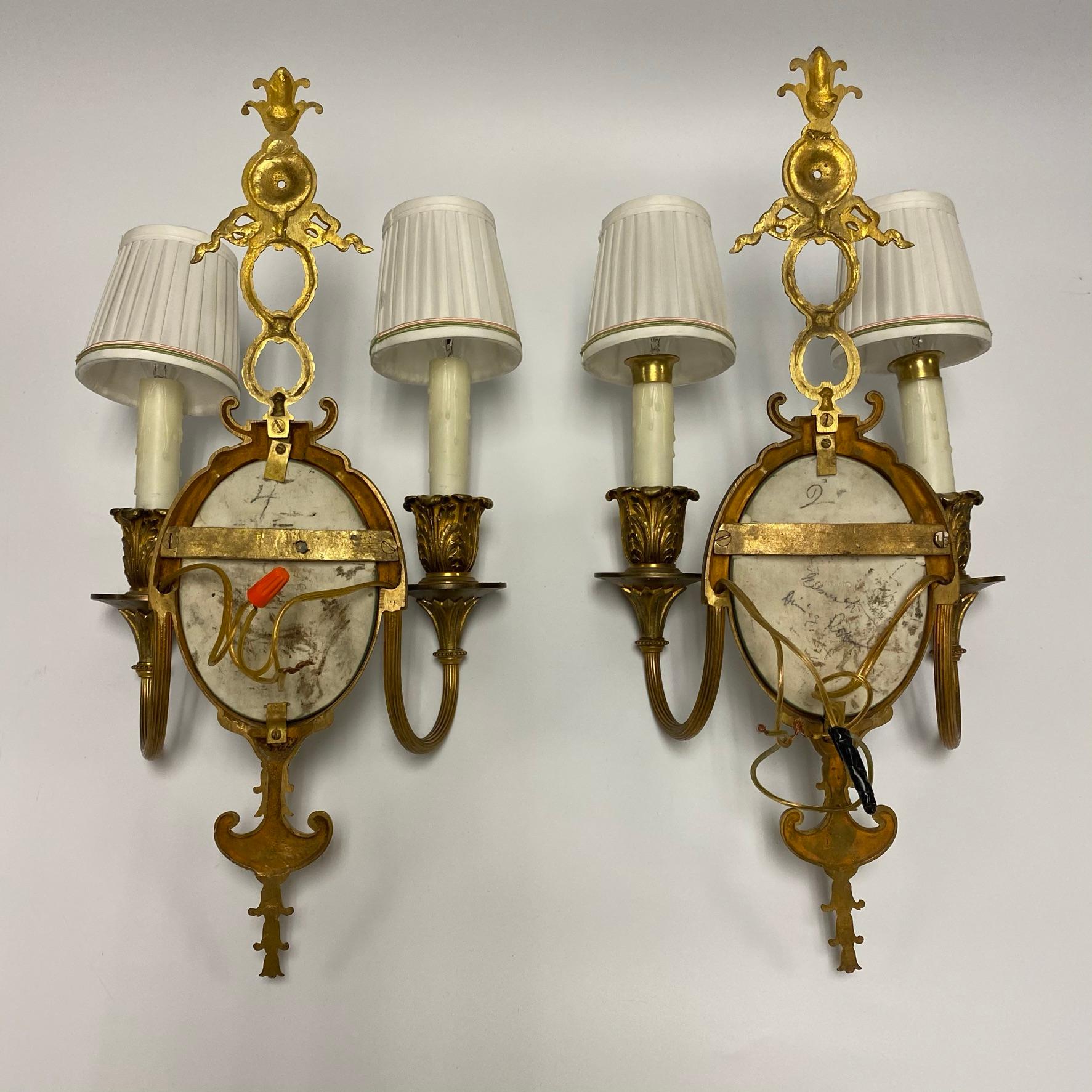 Louis XVI Style Gilt Bronze Sconces with Neoclassical Jasperware Plaques For Sale 13
