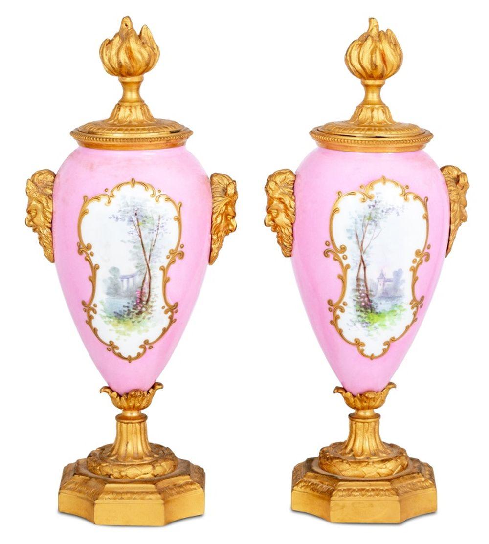 Louis XVI Style Gilt Bronze Sevres Clock Set, 3 In Good Condition For Sale In Astoria, NY