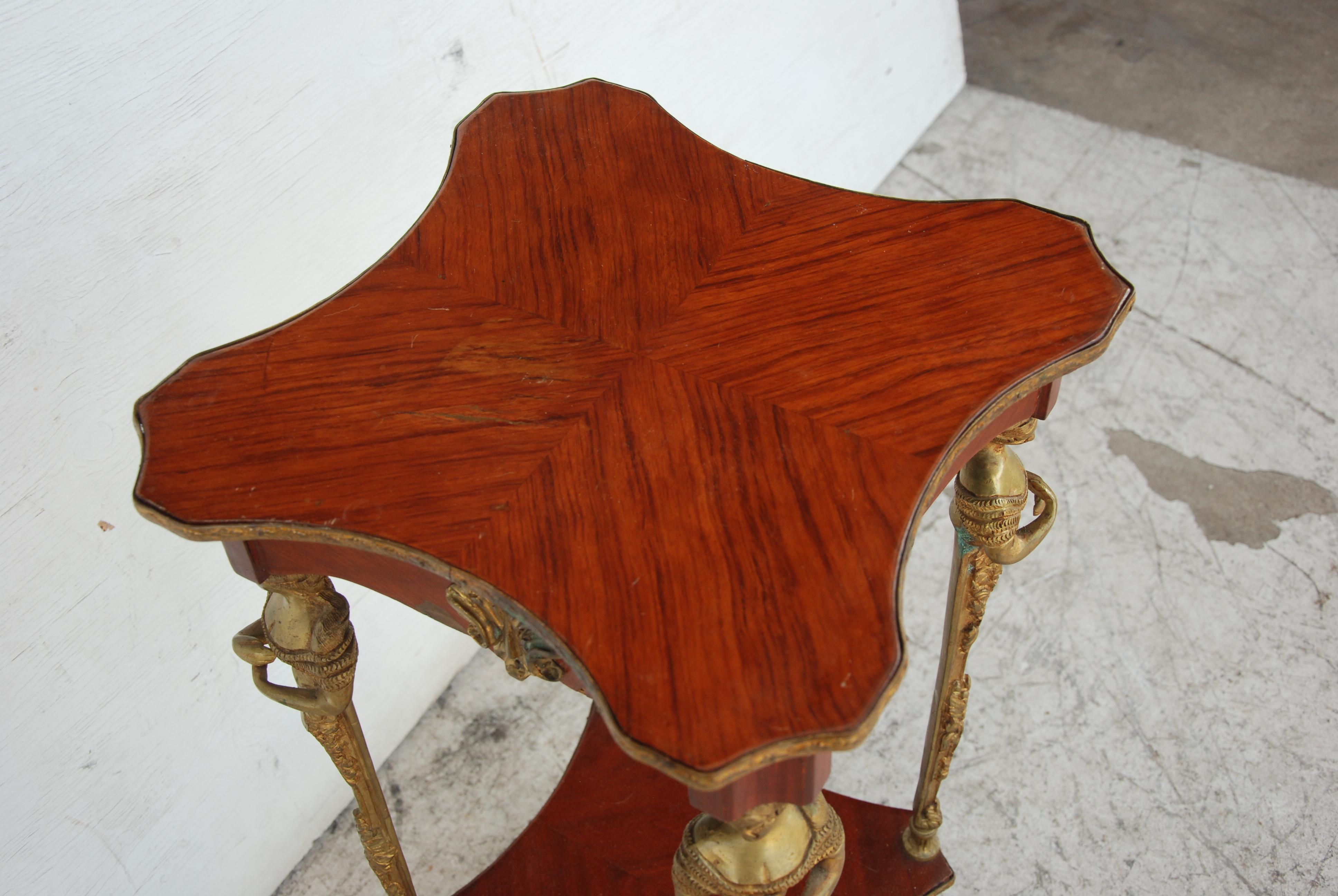 Marquetry Empire Gilt Mounted Bronze Table   For Sale