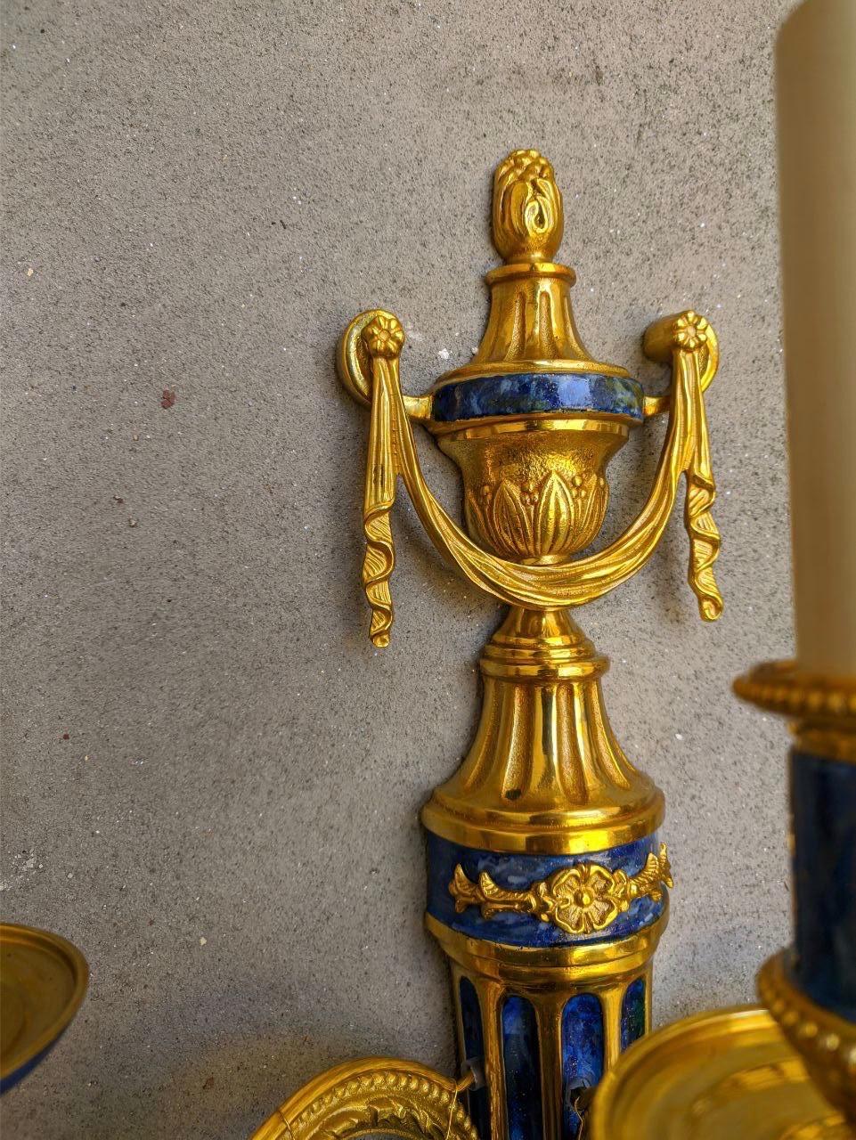 Contemporary Louis XVI Style Gilt Bronze Three-Light Sconce by Gherardo Degli Albizzi For Sale
