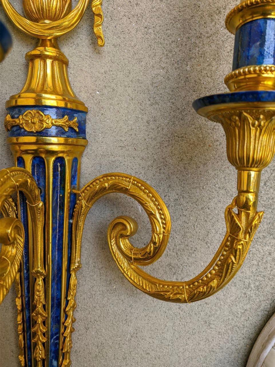Louis XVI Style Gilt Bronze Three-Light Sconce by Gherardo Degli Albizzi For Sale 1