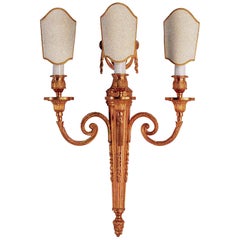 Louis XVI Style Gilt Bronze Three-Light Sconce by Gherardo Degli Albizzi