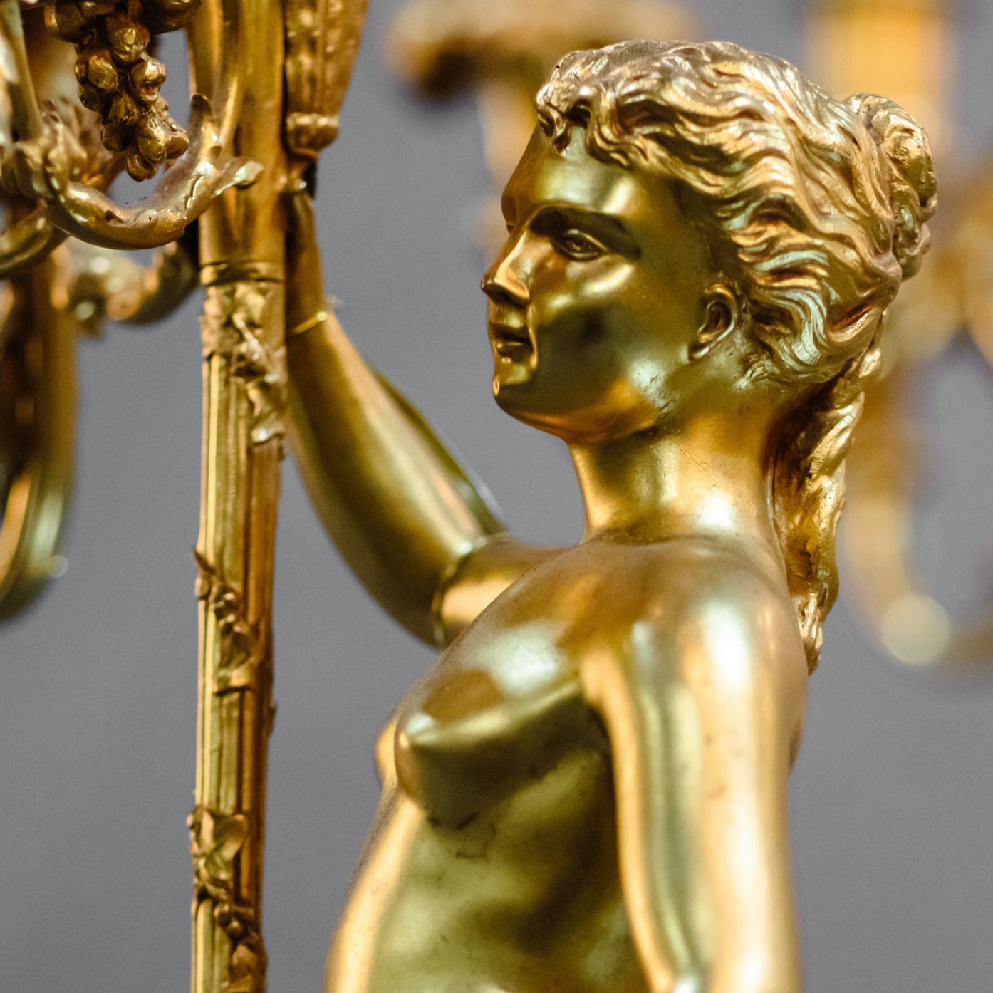 Louis XVI Style Gilt-Bronze Twenty-Four-Light Figural Chandelier, French For Sale 2