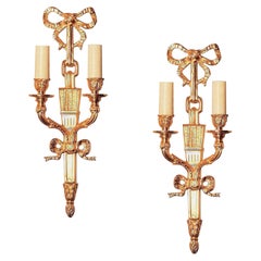 zweiflammiges Wandleuchter-Set aus vergoldeter Bronze im Louis-XVI.-Stil von Gherardo Degli Albizzi