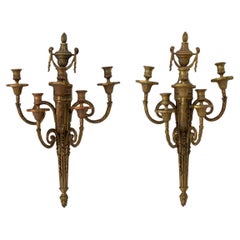 Louis XVI Style Gilt Bronze Wall Appliques, Pair