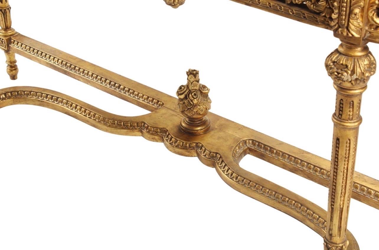 European Louis XVI Style Gilt Console Table with Antique Chinese Coromandel Top For Sale