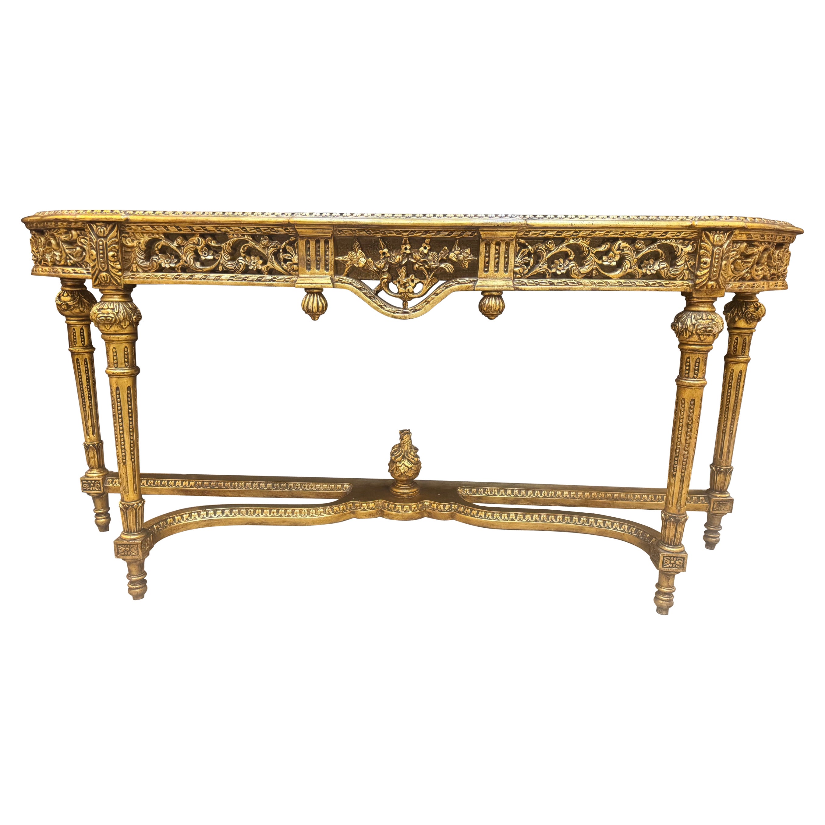 Louis XVI Style Gilt Console Table with Antique Chinese Coromandel Top For Sale