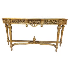 Louis XVI Style Gilt Console Table with Antique Chinese Coromandel Top