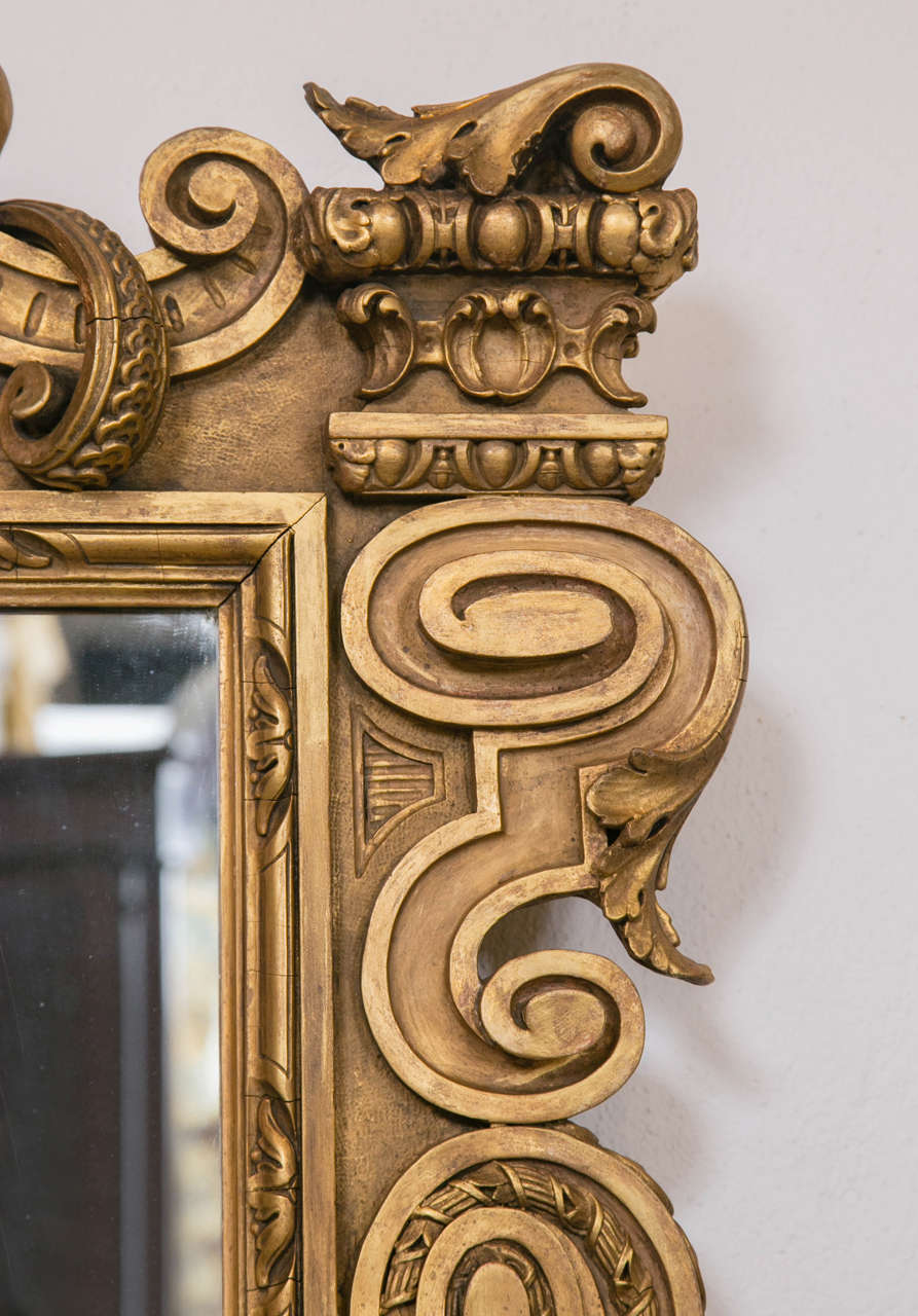 Louis XVI Style Gilt Decorated Wall or Console Mirror In Good Condition In Stamford, CT