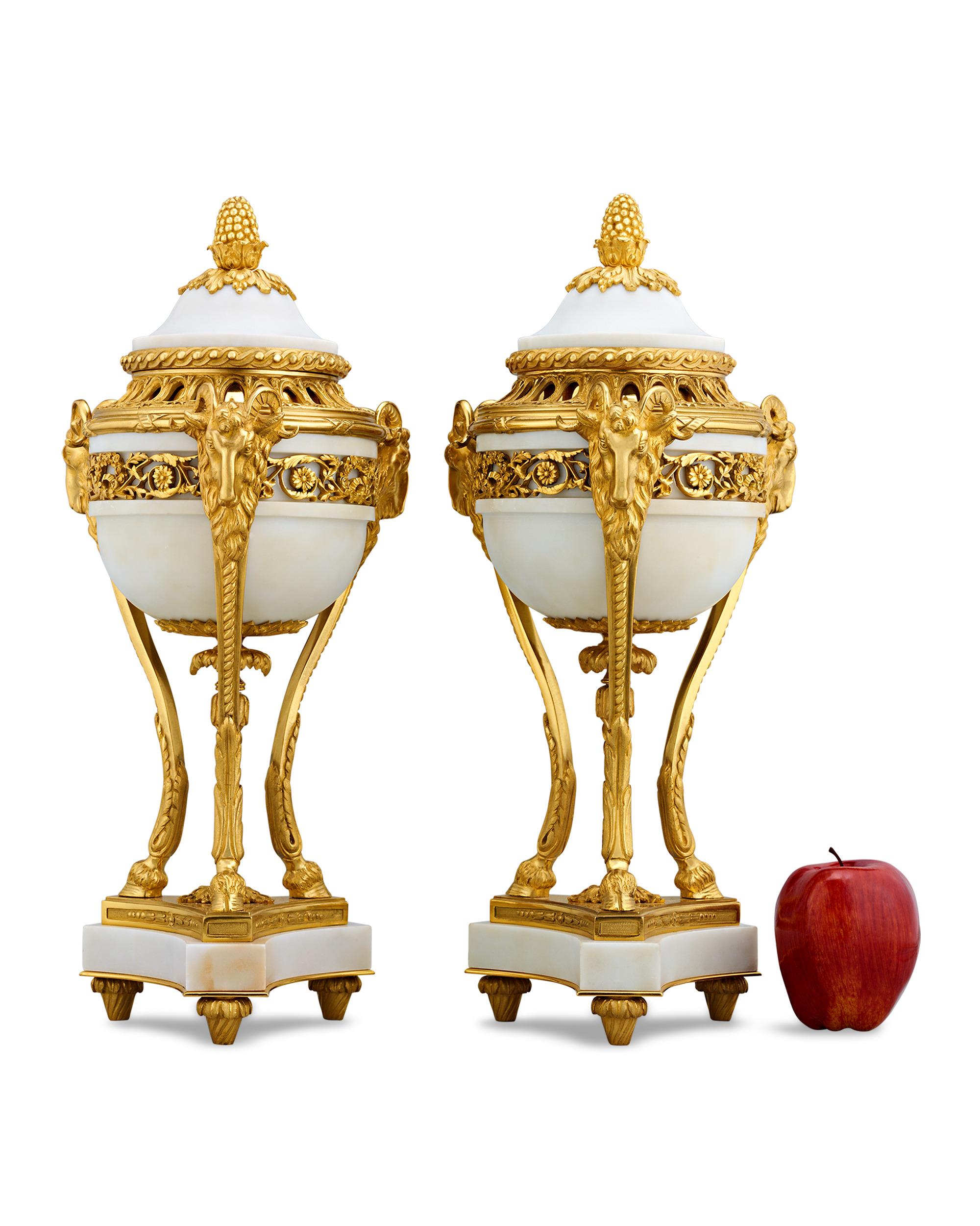 Louis XVI Style Gilt Marble Vases For Sale 1
