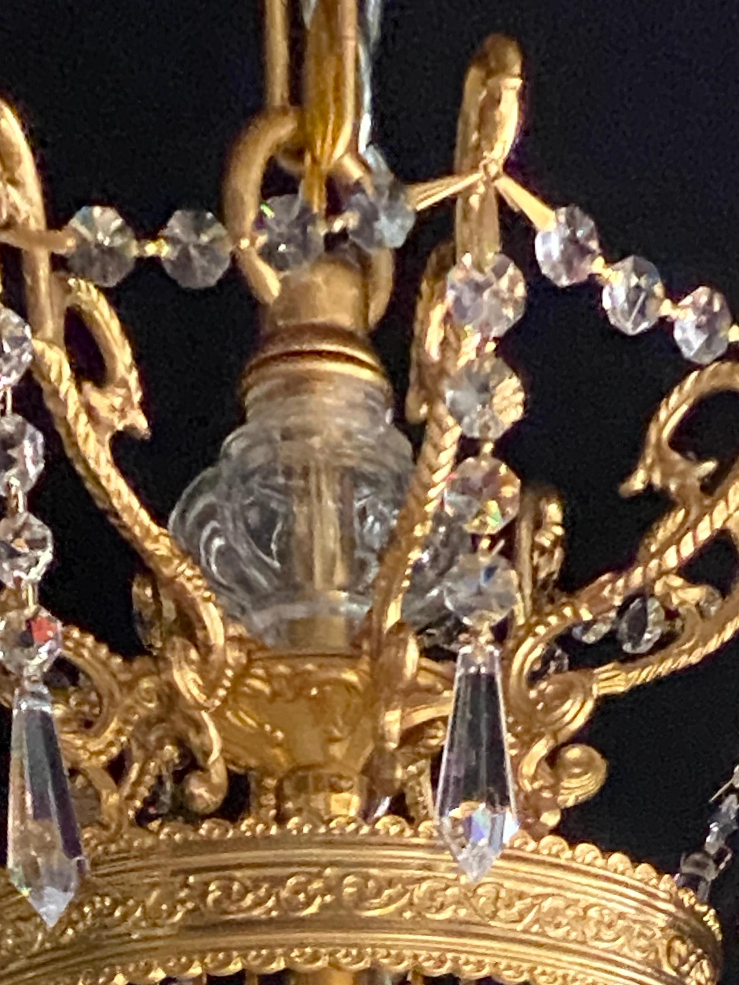 Louis XVI Style Gilt Metal Chandelier Re-gilded & Rewired 6