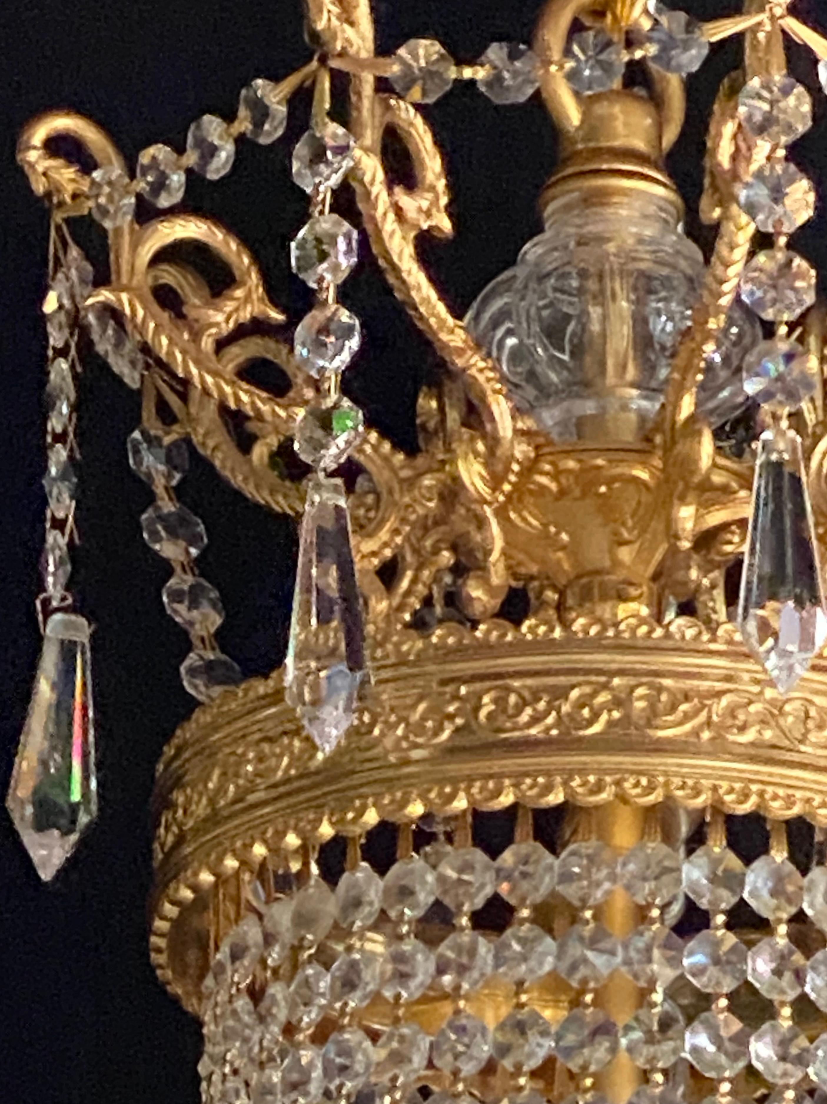Louis XVI Style Gilt Metal Chandelier Re-gilded & Rewired 8