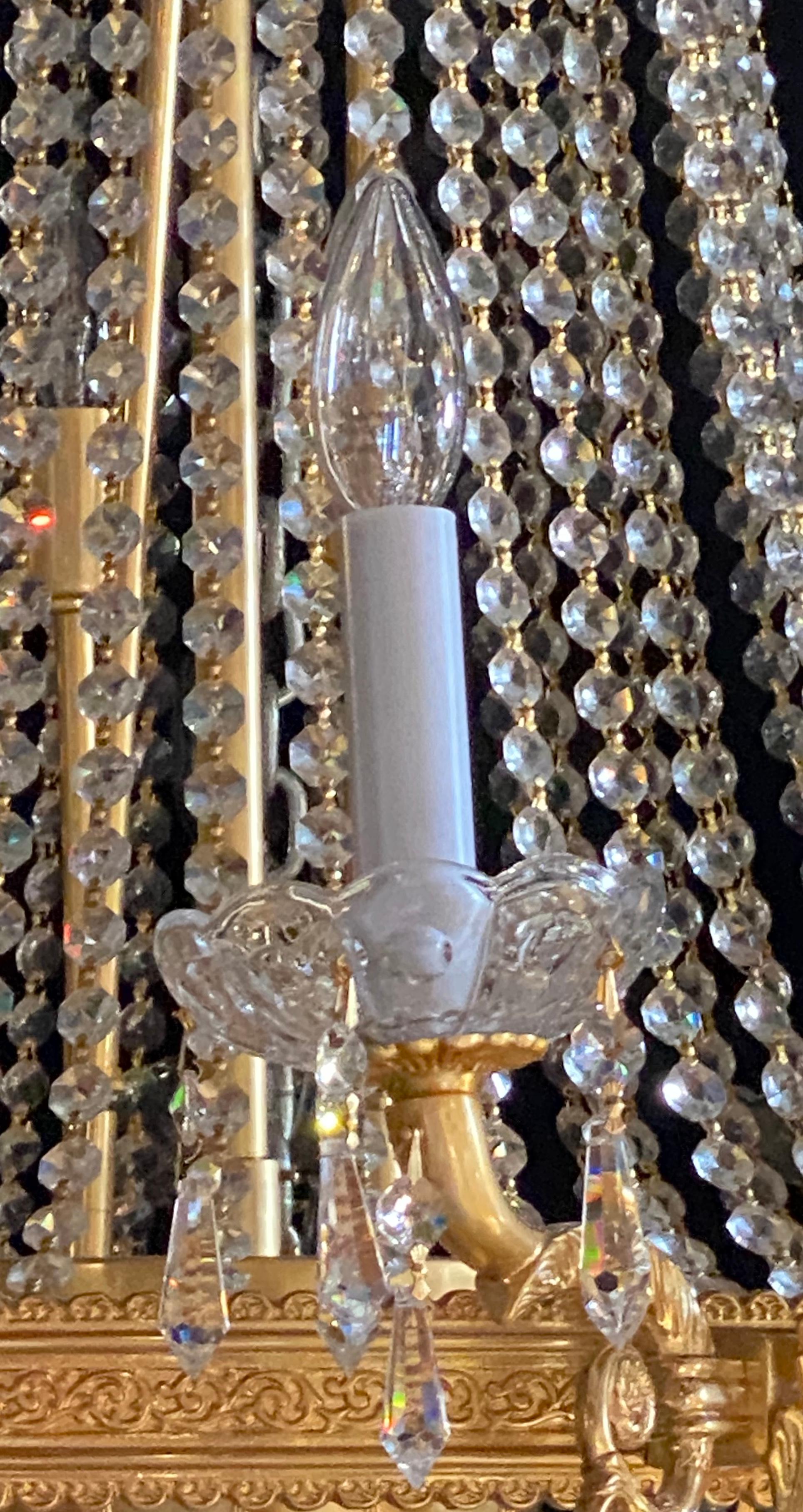 Louis XVI Style Gilt Metal Chandelier Re-gilded & Rewired 10