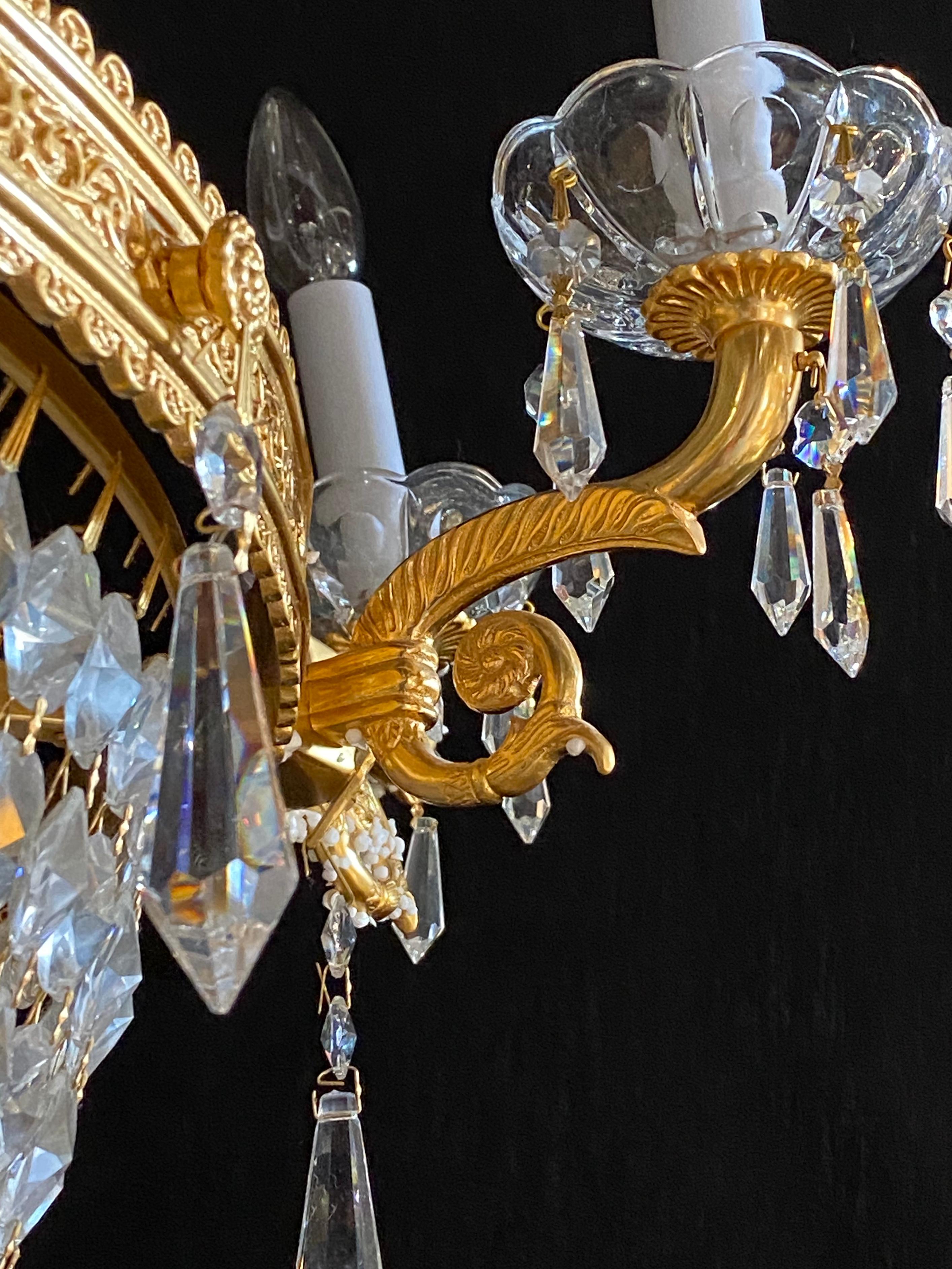 Louis XVI Style Gilt Metal Chandelier Re-gilded & Rewired 14