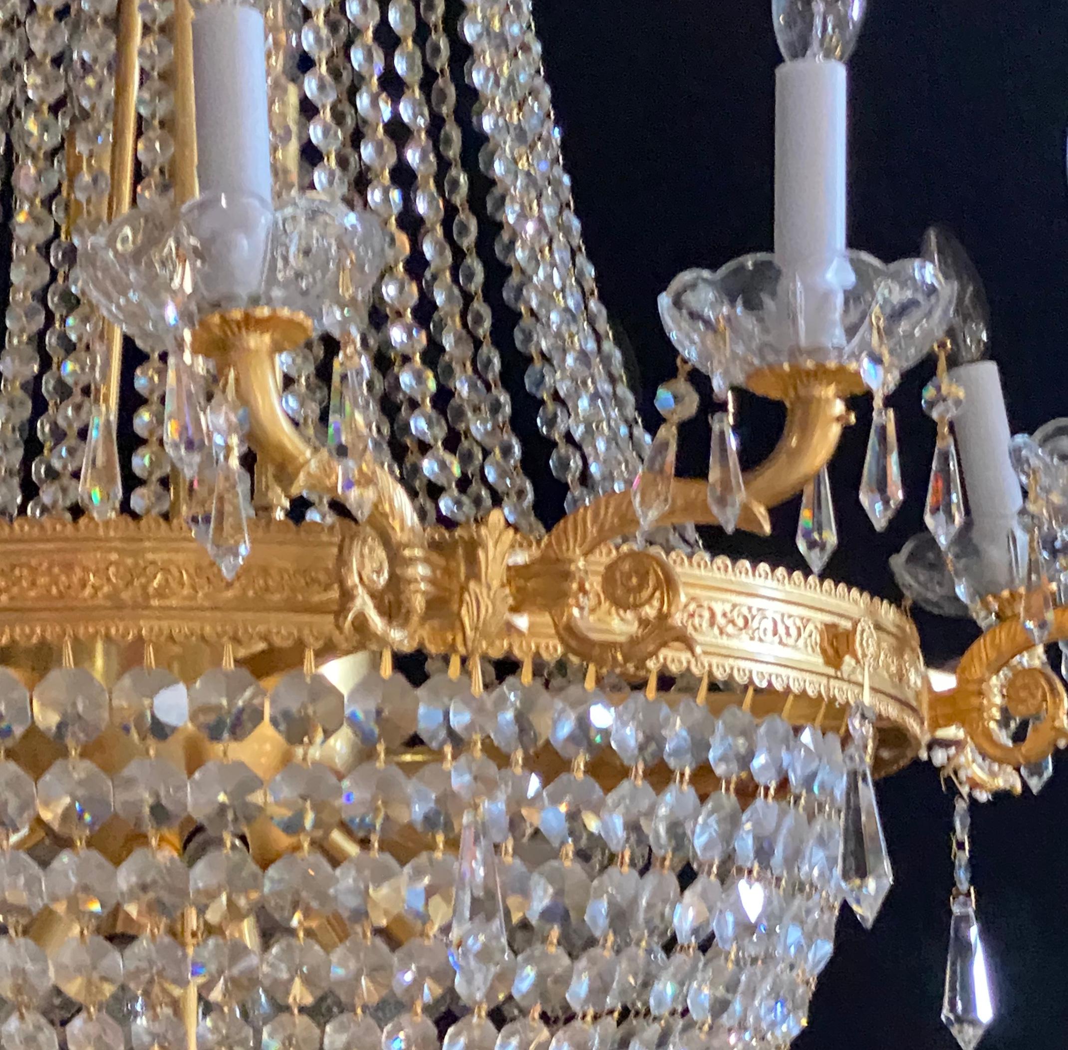 Louis XVI Style Gilt Metal Chandelier Re-gilded & Rewired 2