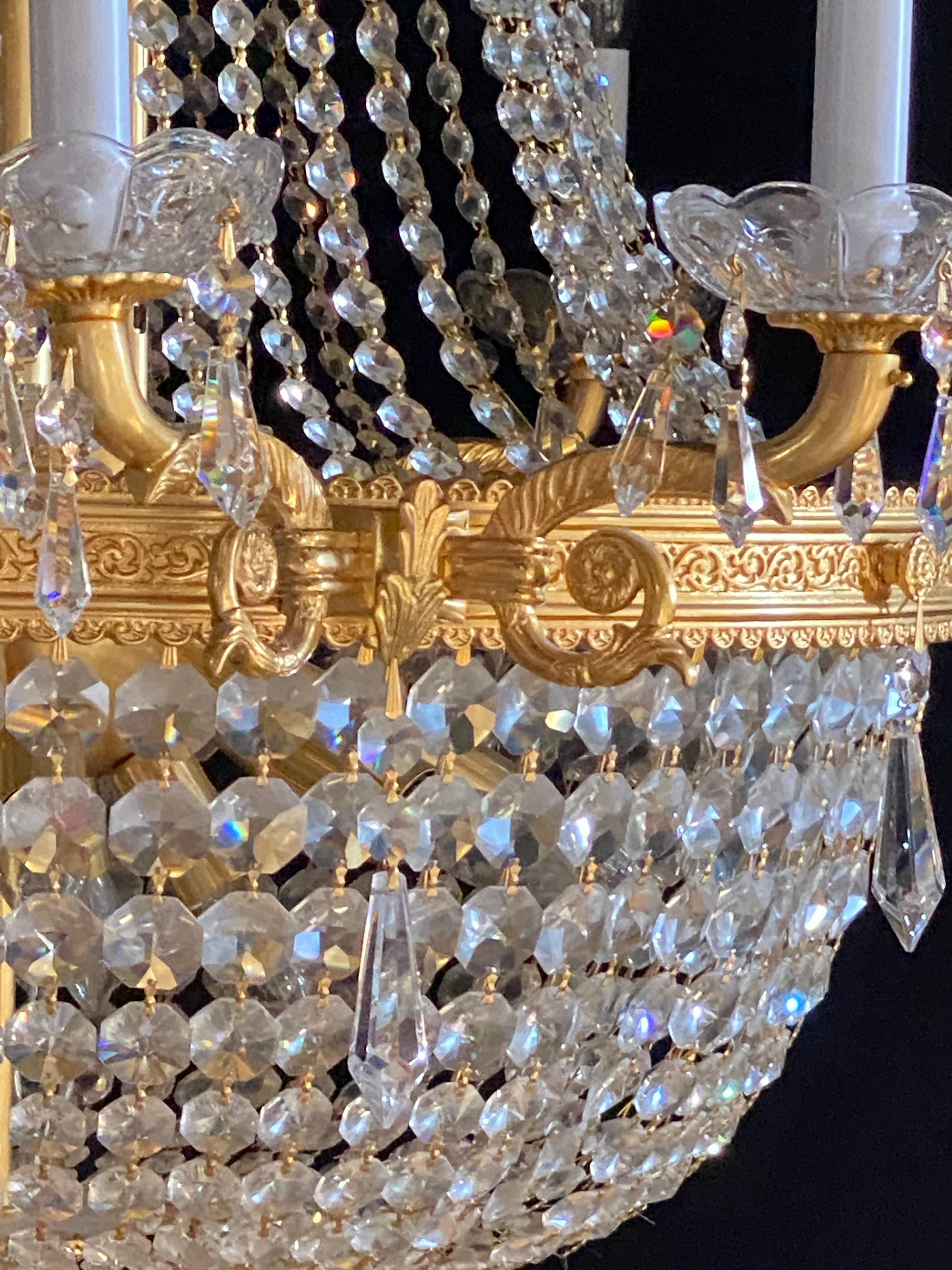 Louis XVI Style Gilt Metal Chandelier Re-gilded & Rewired 4