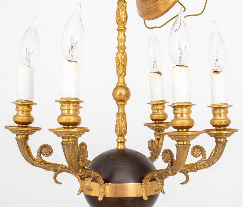 Louis XVI Style Gilt & Patinated Bronze Chandelier For Sale 5