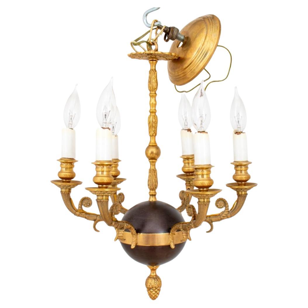 Louis XVI Style Gilt & Patinated Bronze Chandelier For Sale