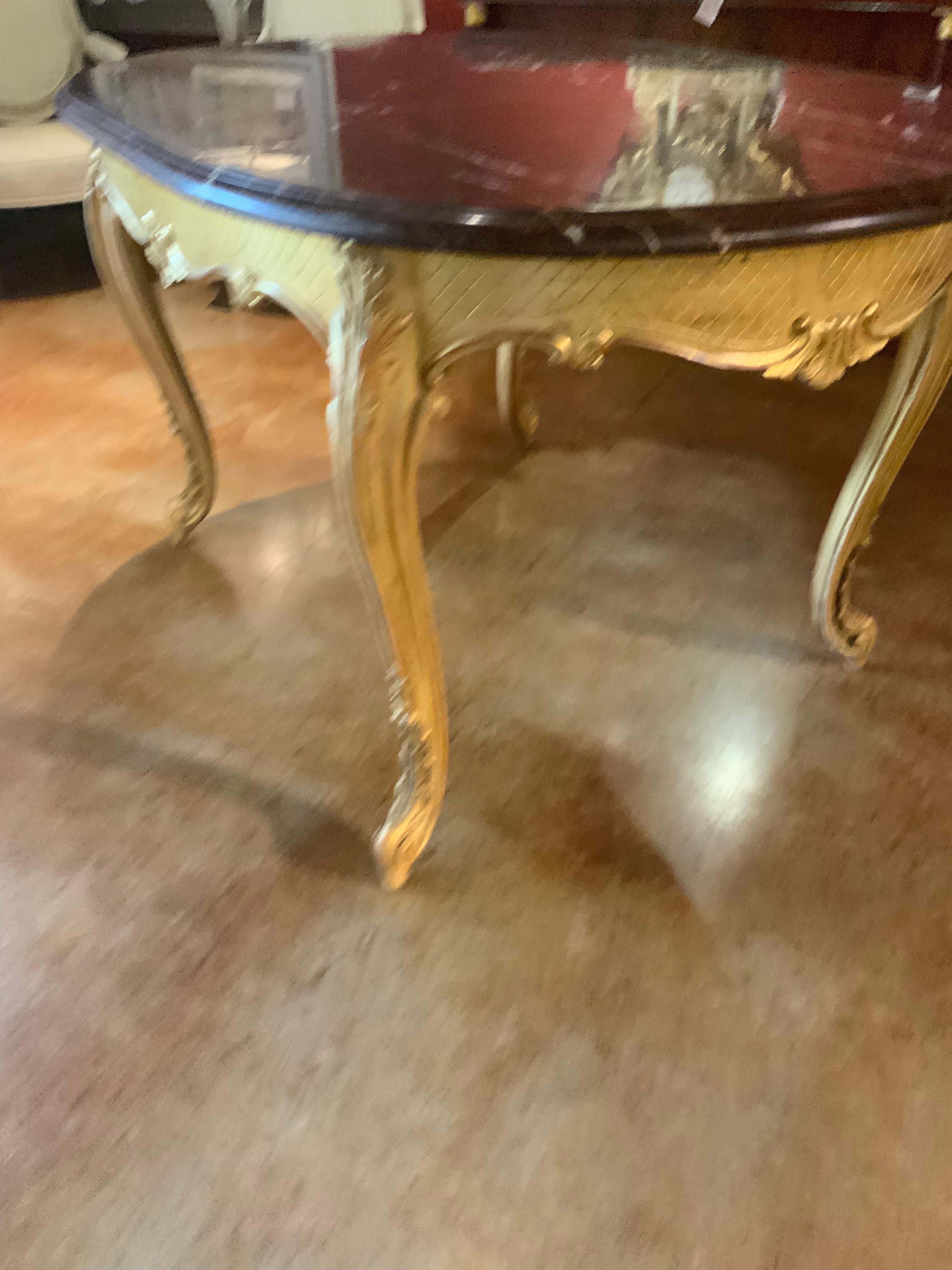 Louis XVI-style gilt wood and  rouge griotte marble top center table In Good Condition For Sale In Houston, TX