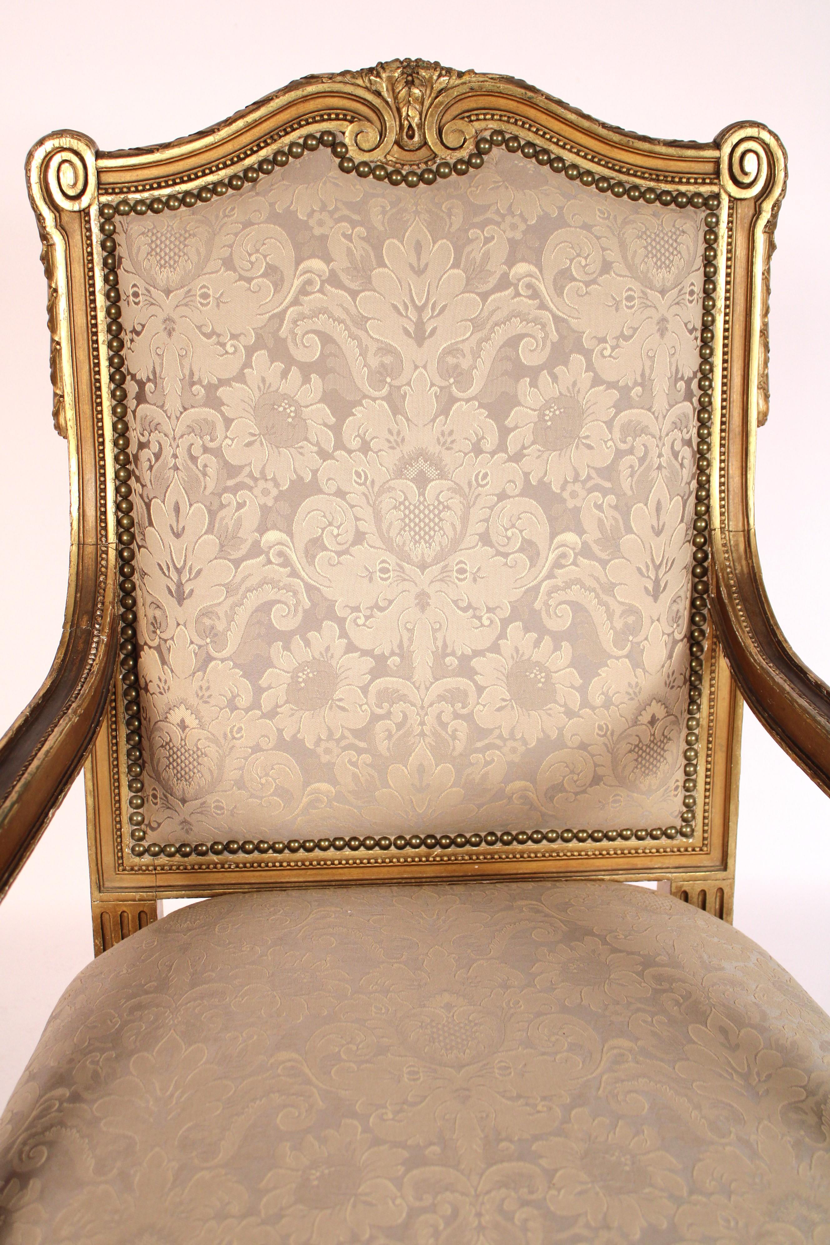 Early 20th Century Louis XVI Style Gilt Wood Armchair For Sale