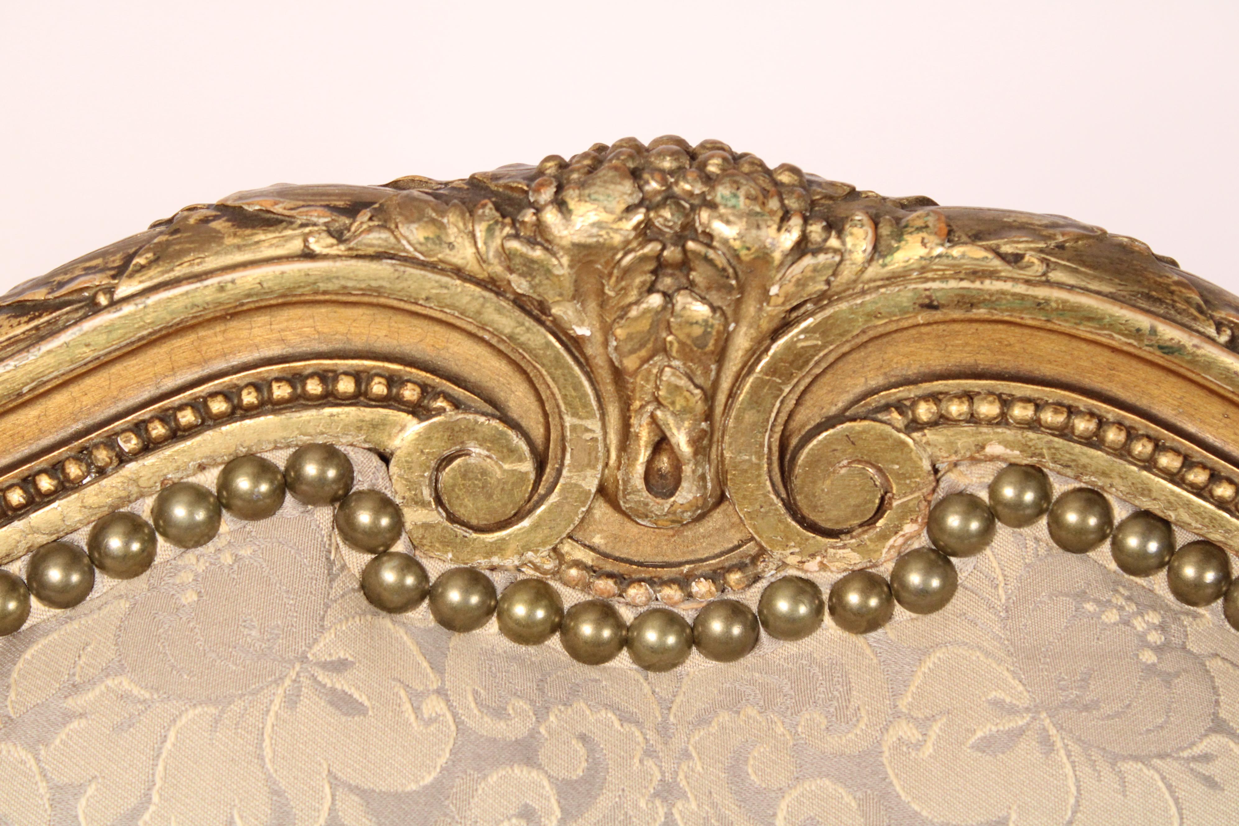 Louis XVI Style Gilt Wood Armchair For Sale 1
