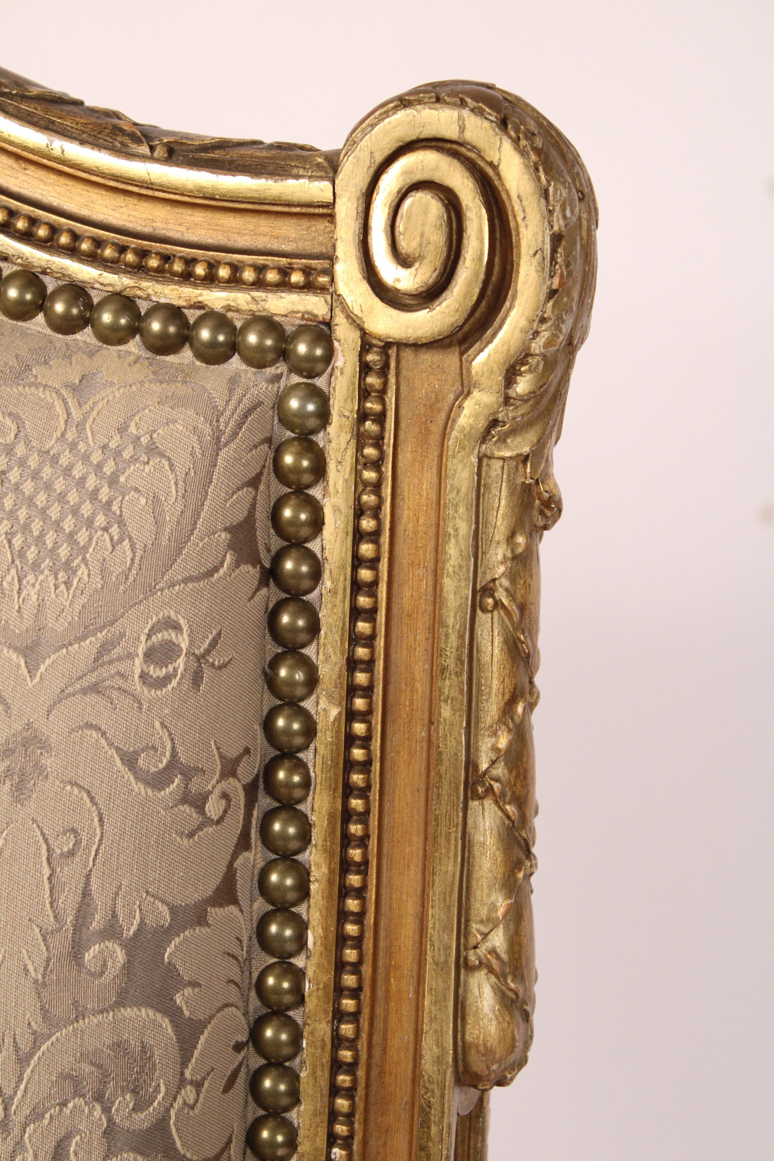 Louis XVI Style Gilt Wood Armchair For Sale 2