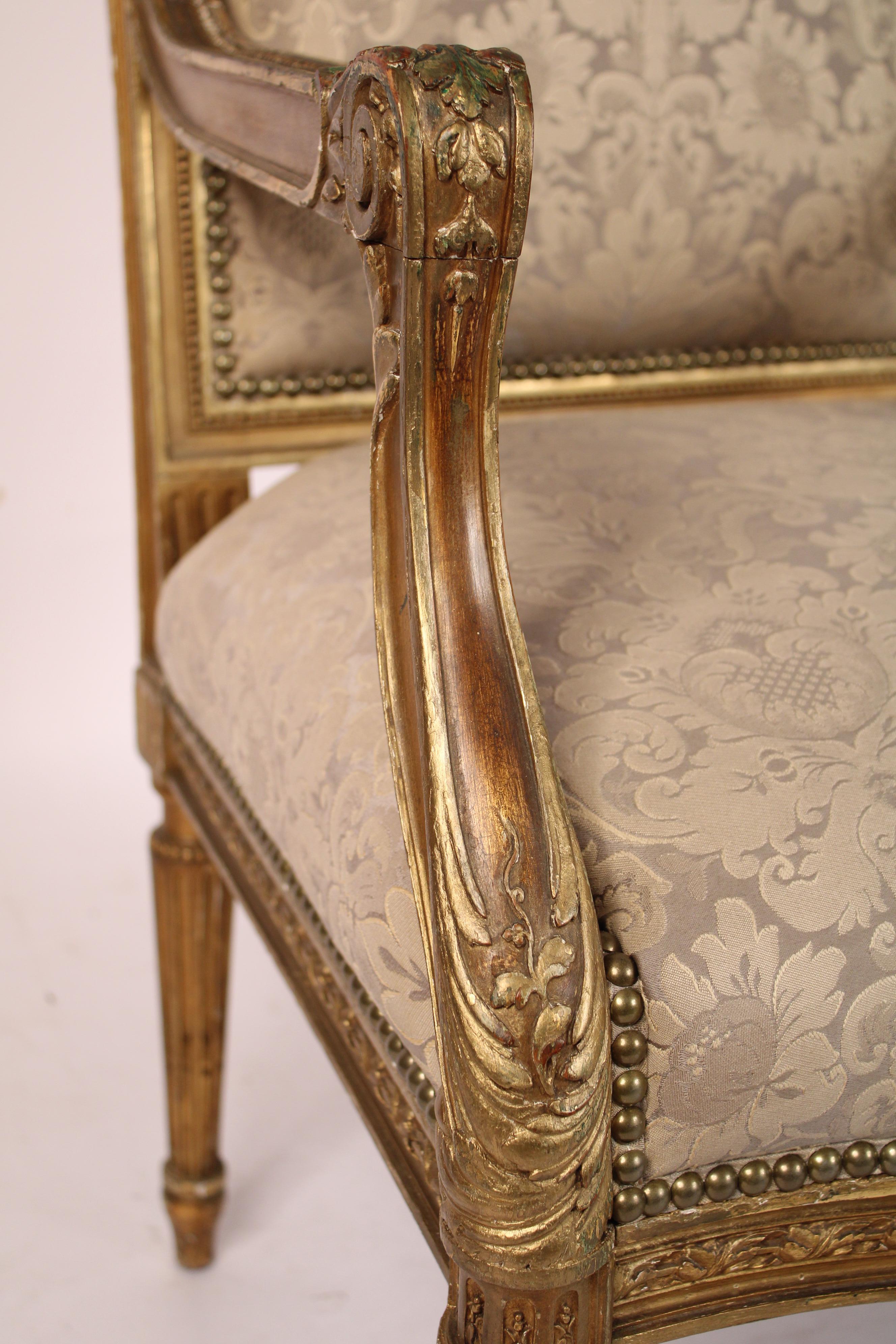 Louis XVI Style Gilt Wood Armchair For Sale 3