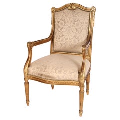 Louis XVI Stil Vergoldetes Wood Wood Sessel