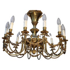 19th century Louis XVI Style Giltbronze Chandelier with 12 Lights