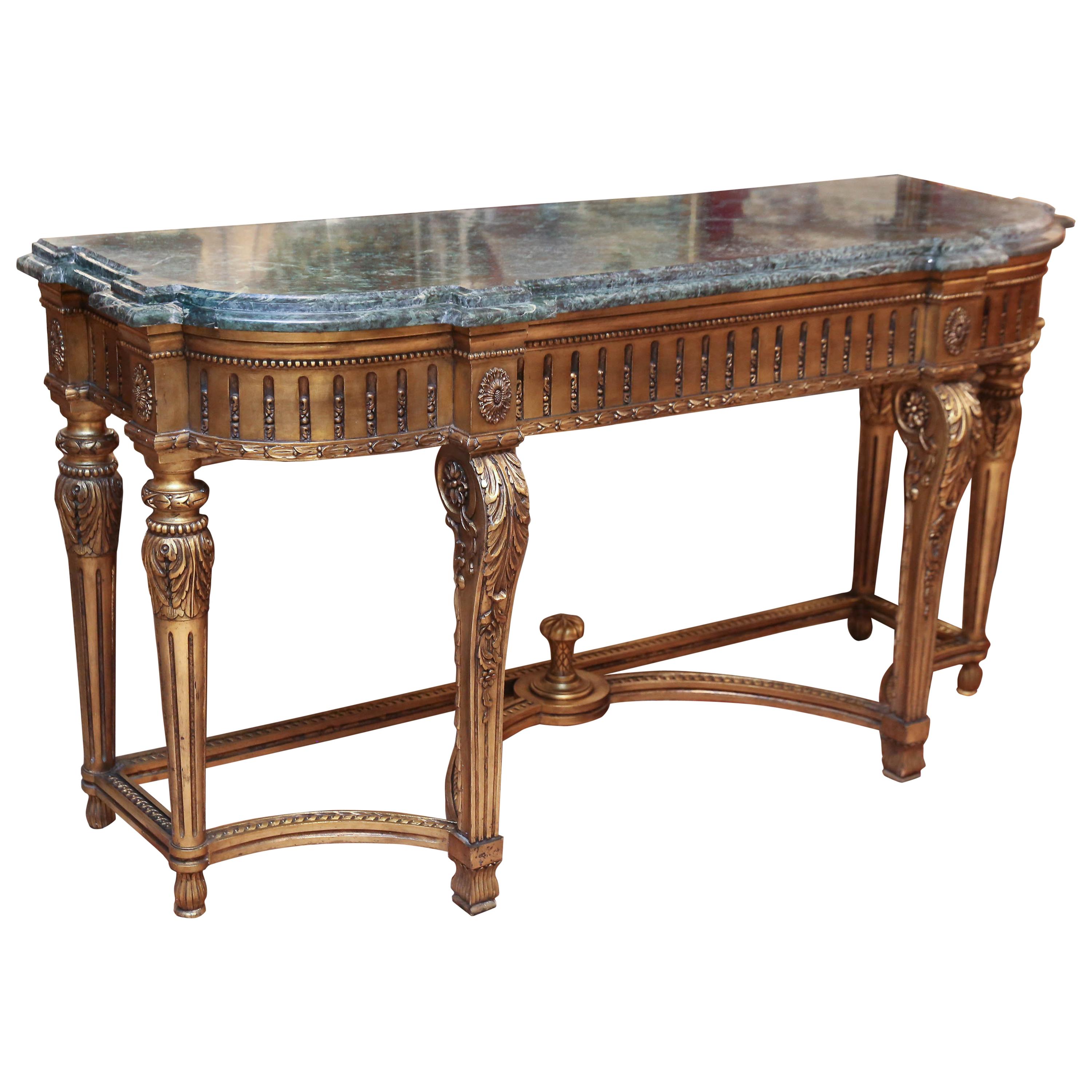 Louis XVI Style Cast Iron Granite Topped Console Table For Sale at 1stDibs