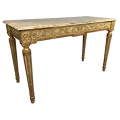 Antique Louis XVI Style Giltwood and Painted Console Table